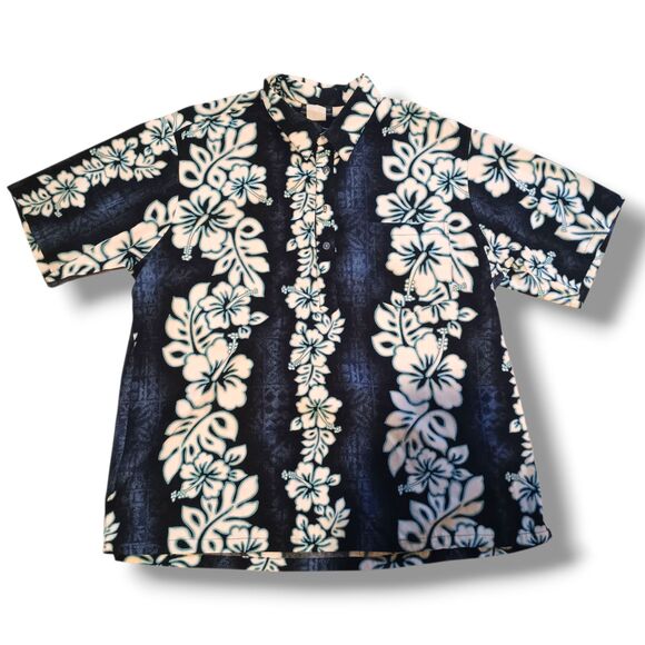 Vtg Mark Raysten Malihini Hawaiian Pullover Shirt-Size XL-Hibiscus Flower-Pocket - Picture 1 of 8